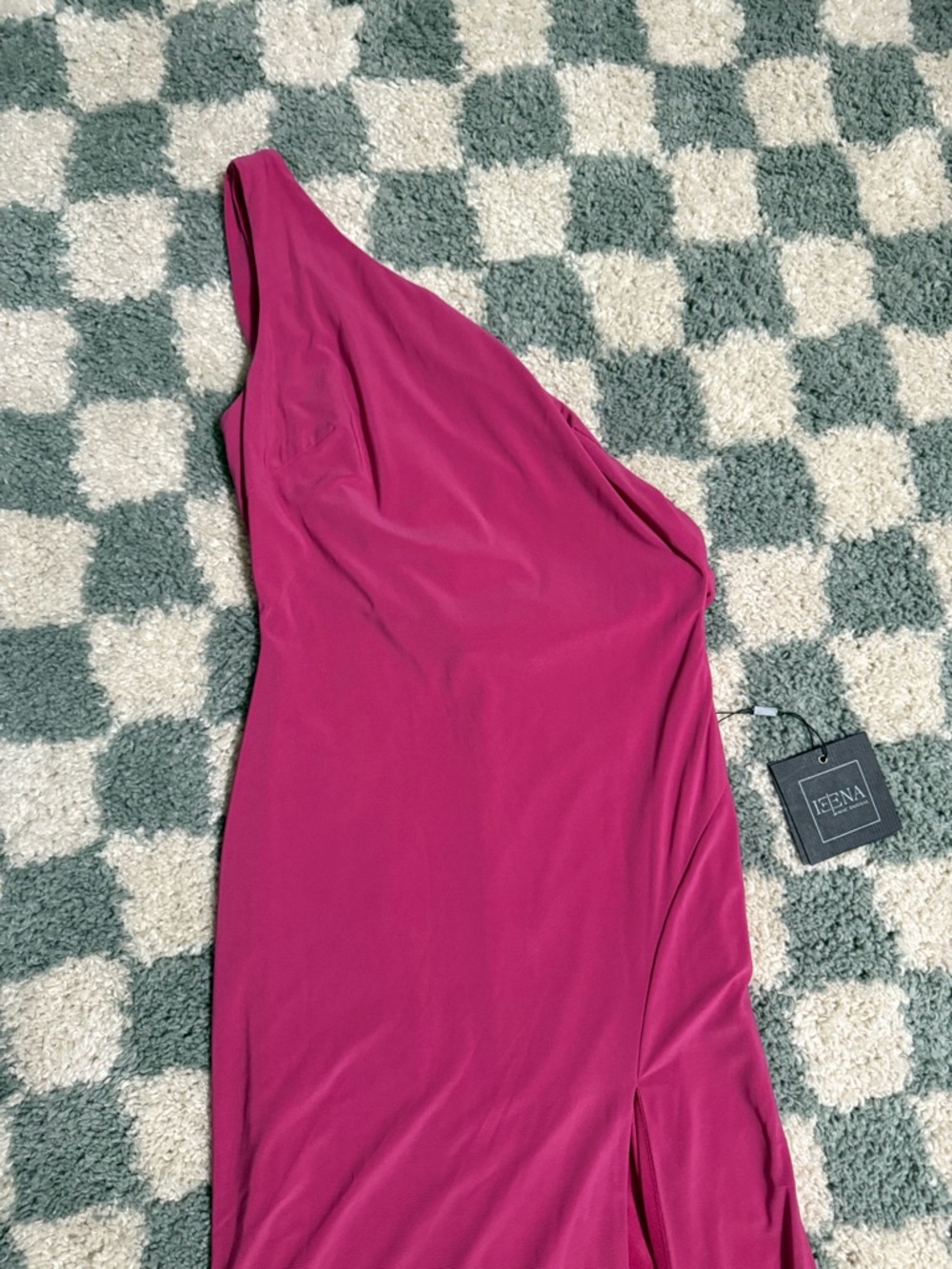 MAC DUGGAL Ieena NWT Maxi Gown Jersey One Shoulder Draped Back New Barbie Event - Picture 7 of 15